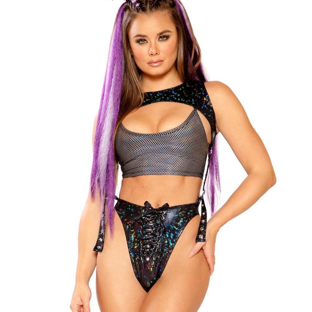 J Valentine Rave Lace-up Harness Bottom L/XL Black